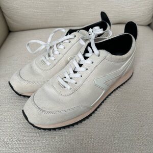 Rag and Bone Retro Runner White and Black Suede Sneakers